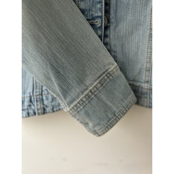 Y2K Vintage GAP Stretch Denim Blazer Jean Light Wash Jacket Medium Fall 2004 - Picture 4 of 15